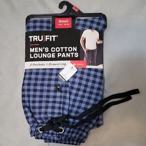 Tru|fit Men's Blue Cotton Lounge Pants With Pockets, Pajama Sleep Pants, Size S